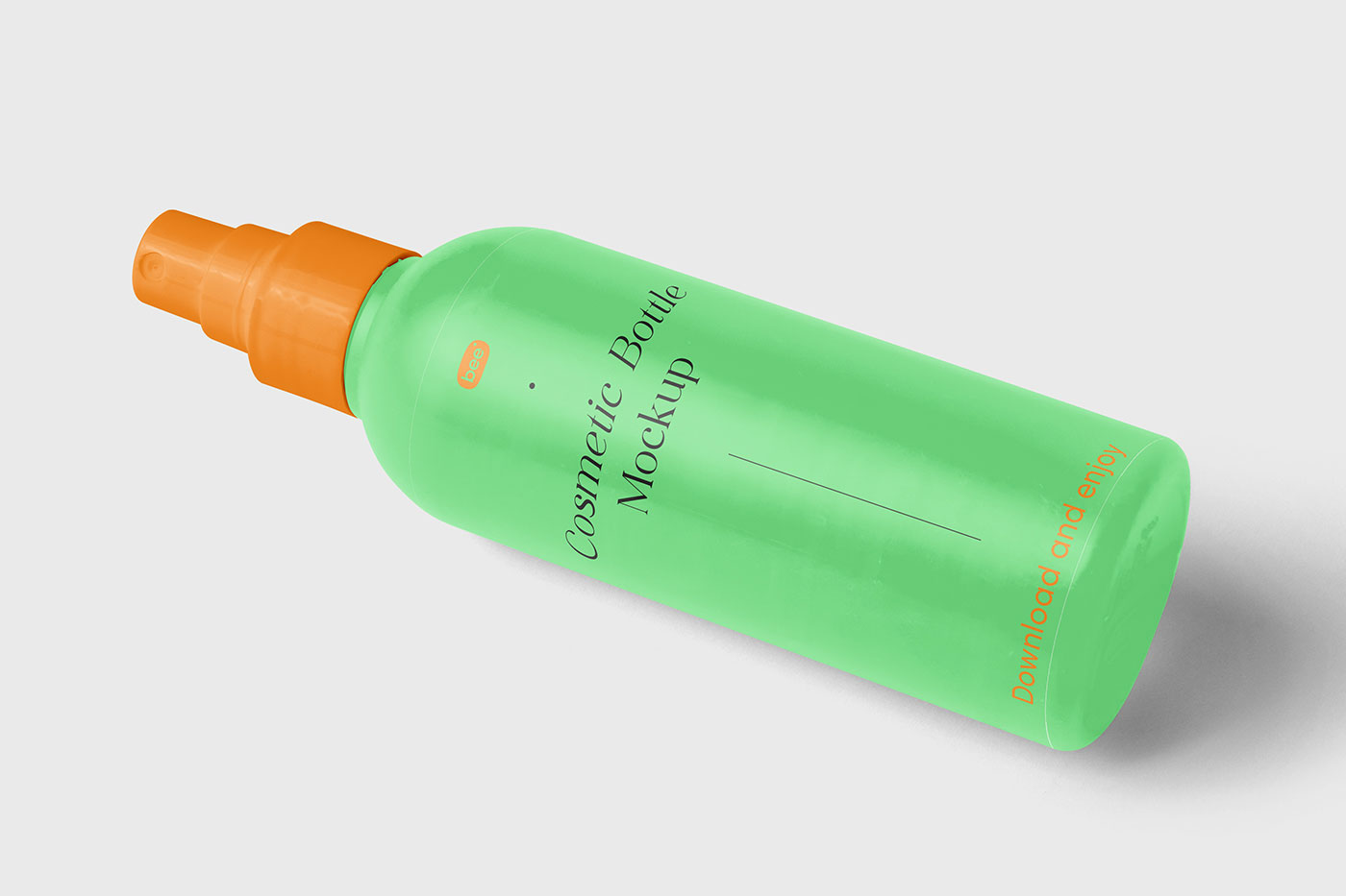 Free Perspective View of Cosmetic Spray Bottle Mockup PSD Template