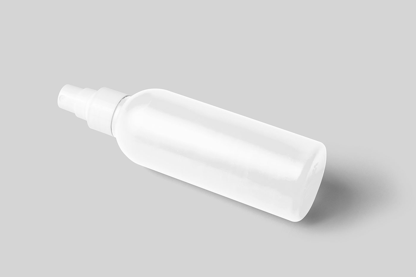 Free Perspective View of Cosmetic Spray Bottle Mockup PSD Template