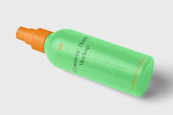 Perspective View of Cosmetic Spray Bottle Mockup