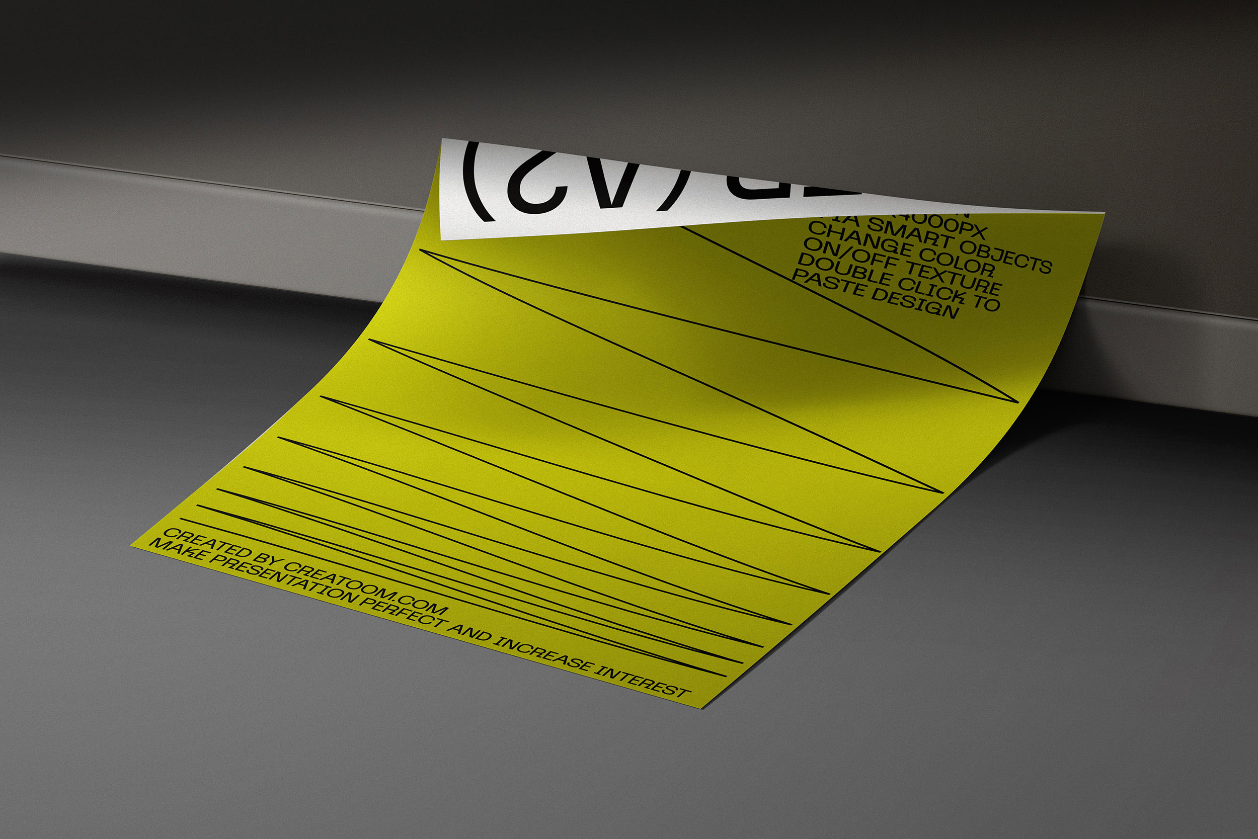 Free Perspective View of Curved Poster Mockup on Ground PSD Template