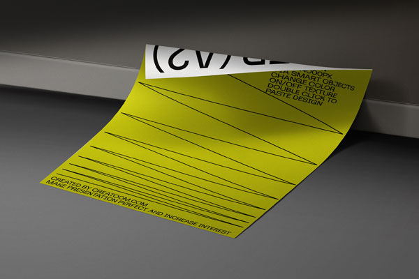 Perspective View of Curved Poster Mockup on Ground