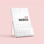 Perspective View of Desk Calendar Mockup