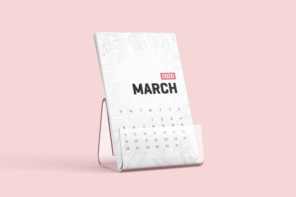 Perspective View of Desk Calendar Mockup