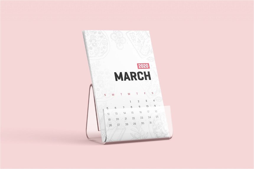 Perspective View of Desk Calendar Mockup