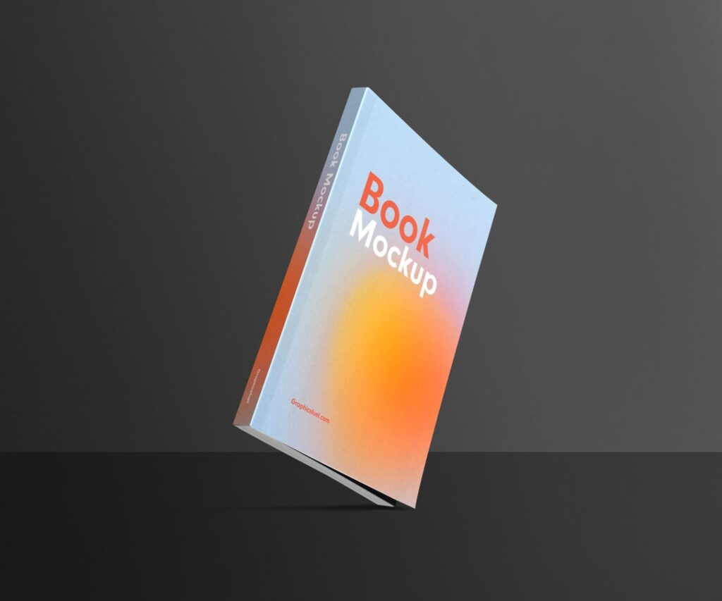 Perspective View of Floating Book Mockup
