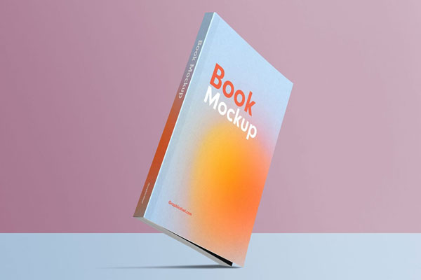 Perspective View of Floating Book Mockup