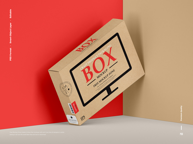 Perspective View of Floating Craft Product Packaging Box Mockup
