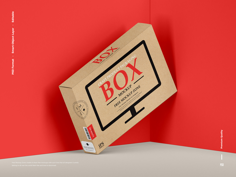 Perspective View of Floating Craft Product Packaging Box Mockup