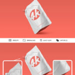 Perspective View of Floating Doypack Foil Bag Mockup