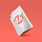 Perspective View of Floating Doypack Foil Bag Mockup