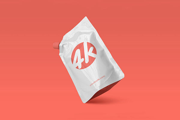 Perspective View of Floating Doypack Foil Bag Mockup