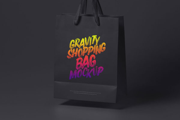 Perspective View of Floating Shopping Bag with Fabric Handles Mockup