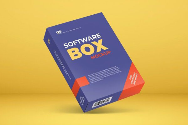 Perspective View of Floating Software Box Mockup