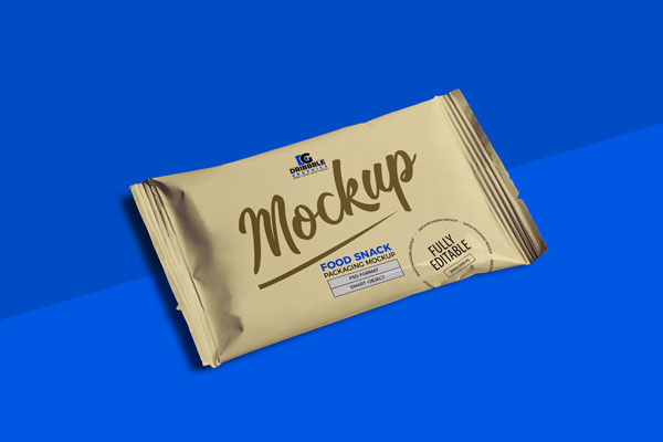 Perspective View of Food Snack Packaging Mockup