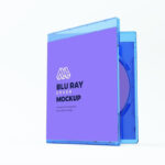 Perspective View of Half-Opened Standing Blu-Ray Disk Mockup