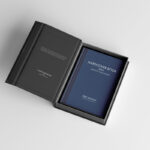 Perspective View of Hardcover Book Mockup with Magnetic Case