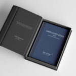 Perspective View of Hardcover Book Mockup with Magnetic Case