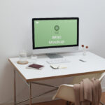 Perspective View of Home Office iMac Screen Mockup