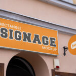 Perspective View of Horizontal Banner Mockup with Circle Sign