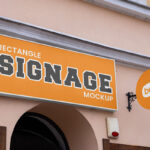 Perspective View of Horizontal Banner Mockup with Circle Sign