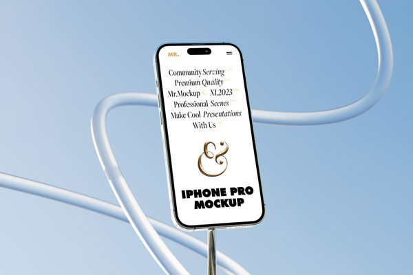 Perspective View of iPhone 14 Mockup on Tripod