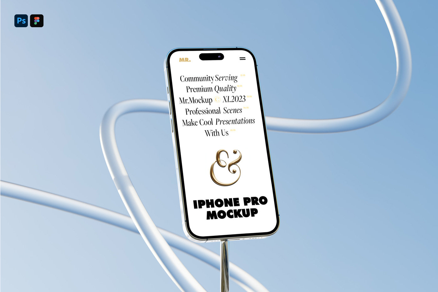 Perspective View of Iphone 14 Mockup on Tripod FREE PSD