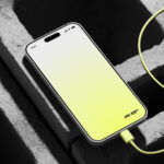 Perspective View of iPhone 15 Pro Mockup on Bricks