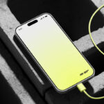 Perspective View of iPhone 15 Pro Mockup on Bricks
