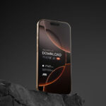 Perspective View of iPhone 16 Pro Mockup Desert Titanium Color