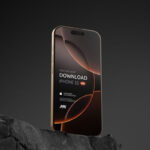Perspective View of iPhone 16 Pro Mockup Desert Titanium Color