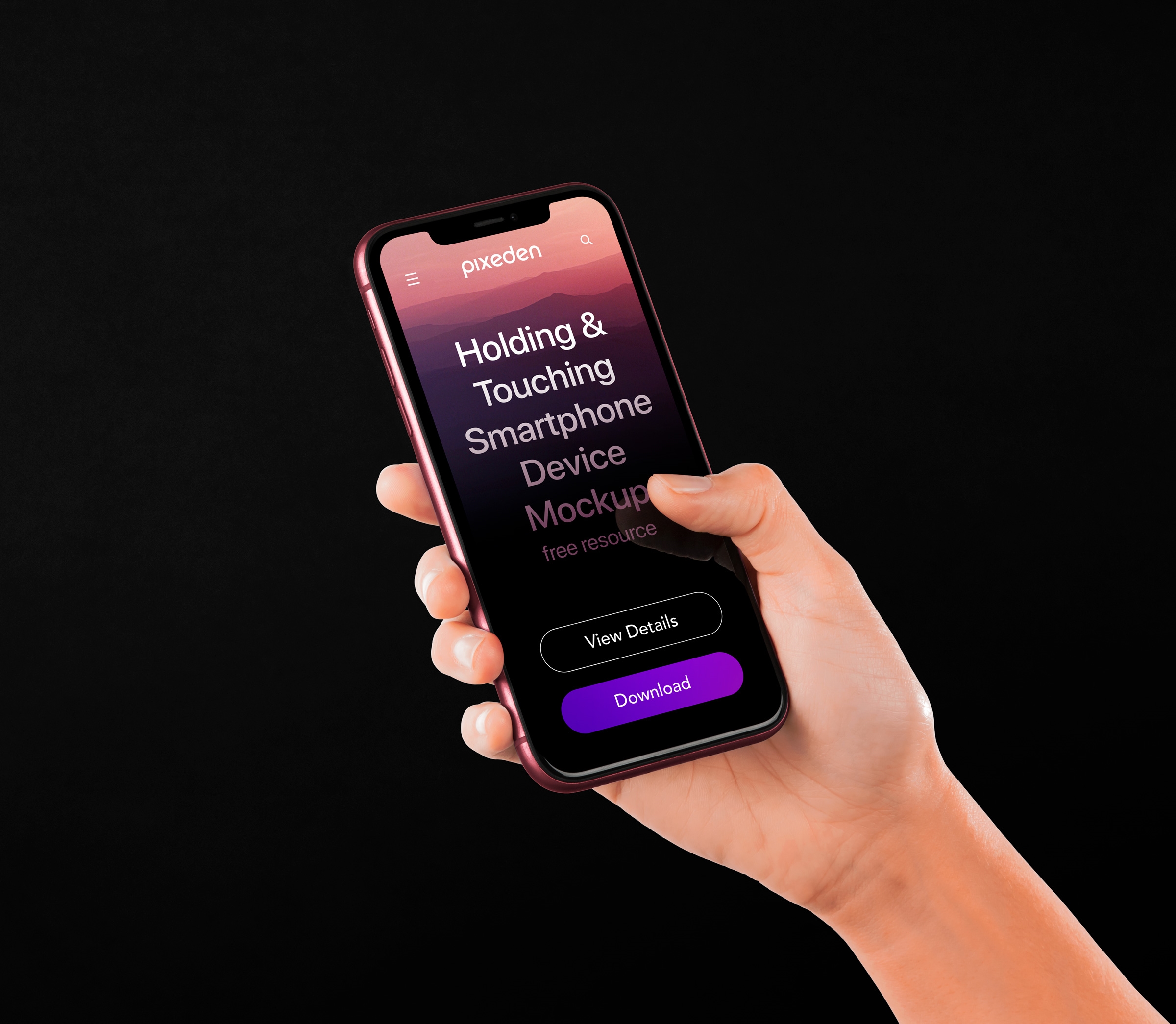 Perspective View of iPhone Mockup in Hand FREE PSD