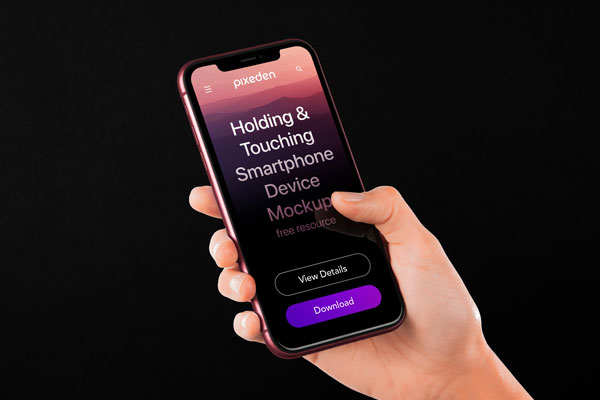 Perspective View of iPhone Mockup in Hand