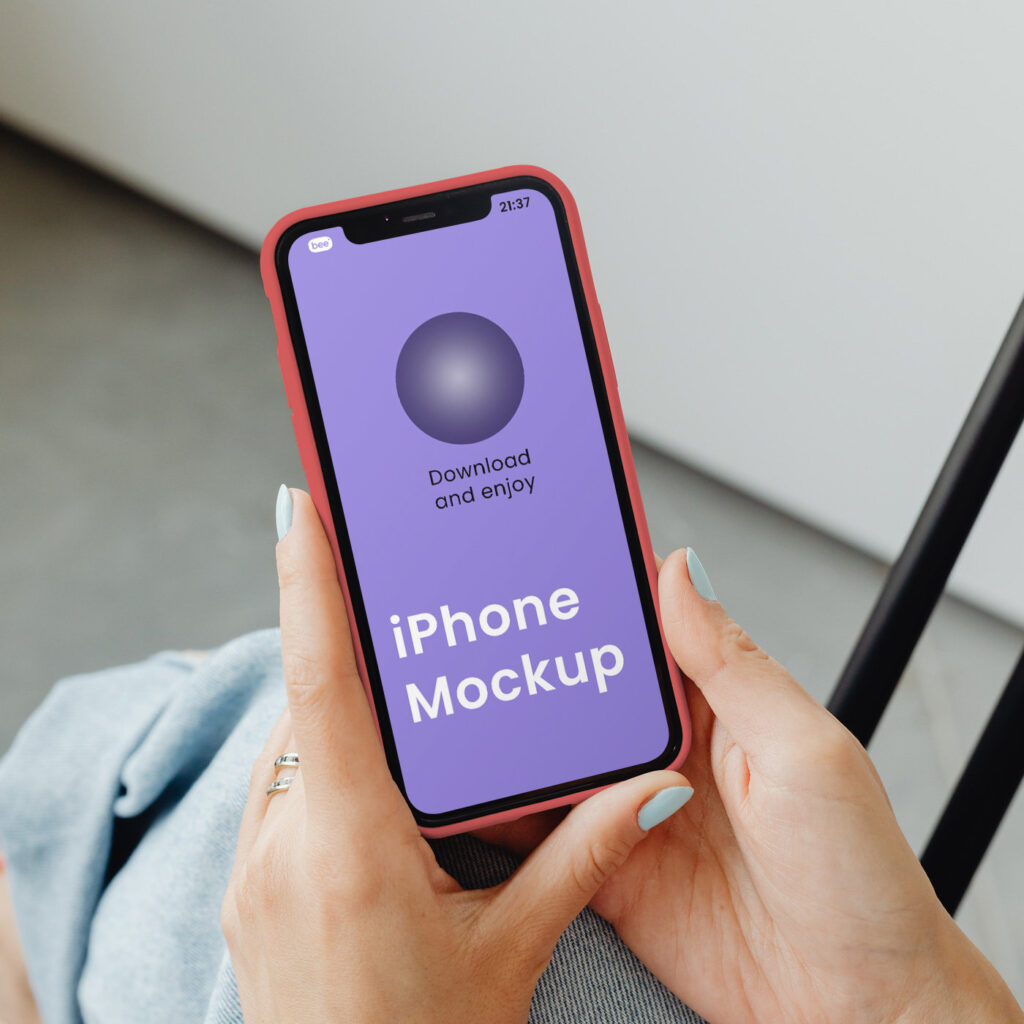 Perspective View of iPhone Mockup in Hands