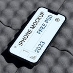 Perspective View of iPhone Mockup on Tile