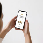 Perspective View of iPhone Pro Mockup in Woman Hands