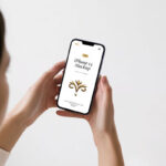 Perspective View of iPhone Pro Mockup in Woman Hands
