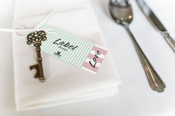 Perspective View of Label Tag on a Napkin Mockup