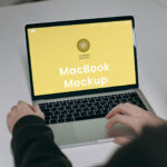 Perspective View of MacBook Screen Mockup
