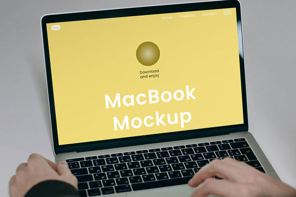 Perspective View of MacBook Screen Mockup