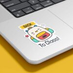 Perspective View of Laptop Sticker Mockup