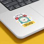 Perspective View of Laptop Sticker Mockup