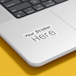 Perspective View of Laptop Sticker Mockup