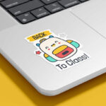 Perspective View of Laptop Sticker Mockup
