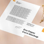 Perspective View of Letterhead Mockup with Business Card