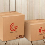 Perspective View of Logos on Two Delivery Packaging Box Mockup