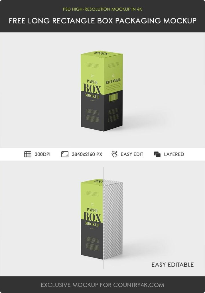 Perspective View of Long Rectangle Box Mockup
