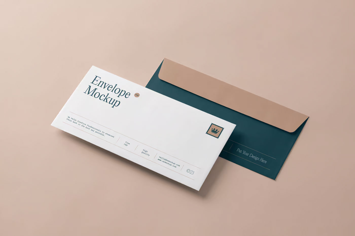 Free Perspective View of Luxury Envelope Mockup PSD Template