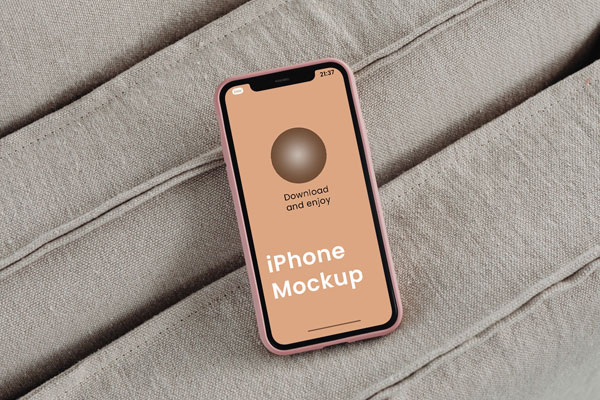 Perspective View of Lying iPhone Mockup