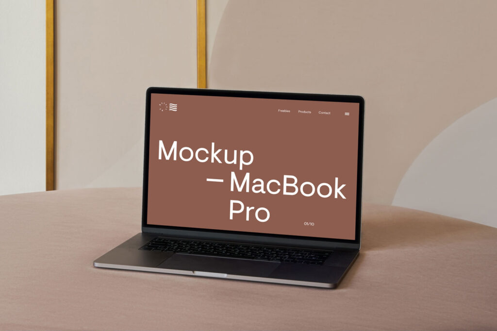 Perspective View of MacBook Pro Mockup on Sofa