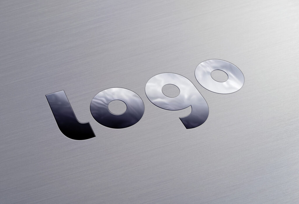 Perspective View of Metallic Logo Mockup / Text Effect